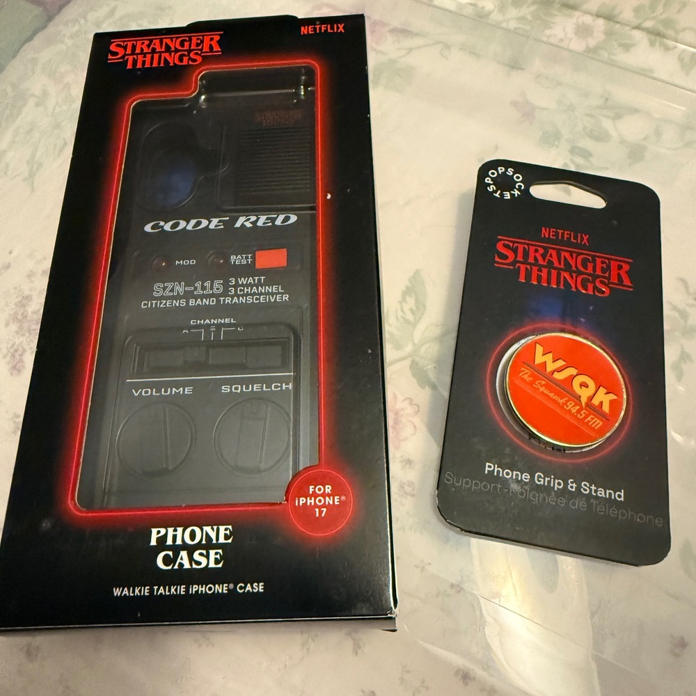 Netflix Stranger Things Walkie‎ Talkie iPhone 17 Case PopSockets Grip Bundle NEW